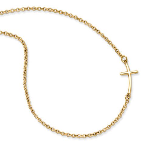 Sideways Curved Cross Gold