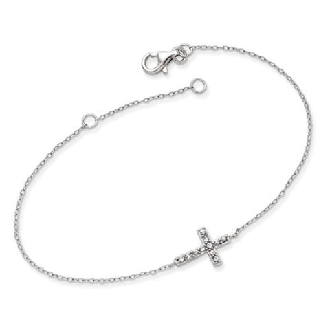 Sideways Cross Crystal Bracelet
